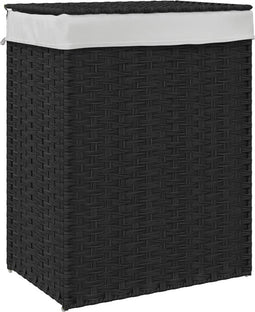 vidaXL - Wasmand - met - deksel - 46x33x60 - cm - poly - rattan - zwart