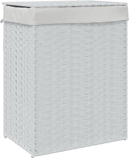 vidaXL - Wasmand - met - deksel - 46x33x60 - cm - poly - rattan - wit