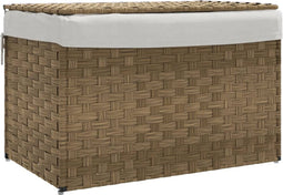 vidaXL - Wasmand - met - deksel - 55,5x35x34 - cm - poly - rattan