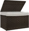 vidaXL - Wasmand - met - deksel - 55,5x35x34 - cm - poly - rattan - donkerbruin
