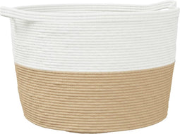 vidaXL - Wasmand - Ø - 60x36 - cm - katoen - beige - en - wit