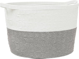 vidaXL - Wasmand - Ø - 60x36 - cm - katoen - grijs - en - wit