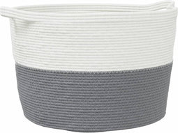 vidaXL - Wasmand - Ø - 60x36 - cm - katoen - grijs - en - wit