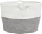 vidaXL - Wasmand - Ø - 60x36 - cm - katoen - grijs - en - wit