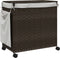 vidaXL - Wasmand - op - wielen - 60x35x60,5 - cm - rattan - donkerbruin