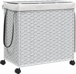 vidaXL - Wasmand - op - wielen - 60x35x60,5 - cm - rattan - wit