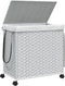vidaXL - Wasmand - op - wielen - 60x35x60,5 - cm - rattan - wit