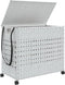 vidaXL - Wasmand - op - wielen - 66x35x60 - cm - rattan - wit