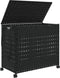 vidaXL - Wasmand - op - wielen - 66x35x60 - cm - rattan - zwart