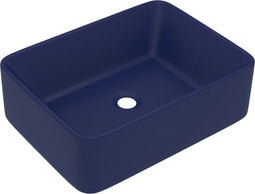 vidaXL - Wastafel - 41x30x12 - cm - keramiek - mat - donkerblauw