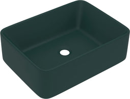 vidaXL - Wastafel - 41x30x12 - cm - keramiek - mat - donkergroen