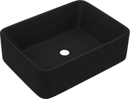 vidaXL - Wastafel - 41x30x12 - cm - keramiek - matzwart