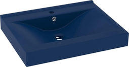 vidaXL - Wastafel - met - kraangat - 60x46 - cm - keramiek - mat - donkerblauw