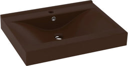 vidaXL - Wastafel - met - kraangat - 60x46 - cm - keramiek - mat - donkerbruin