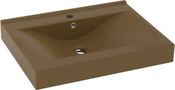 vidaXL - Wastafel - met - kraangat - 60x46 - cm - keramiek - matcrème