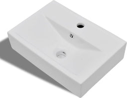vidaXL - Wastafel - met - kraangat - en - overloop - rechthoekig - keramiek - wit