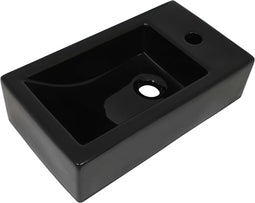 vidaXL - Wastafel - met - kraangat - rechthoekig - 46x25,5x12 - cm - keramiek - zwart