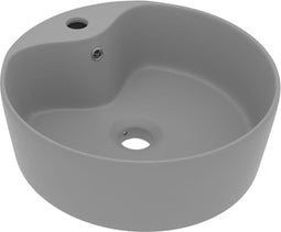 vidaXL - Wastafel - met - overloop - 36x13 - cm - keramiek - mat - lichtgrijs
