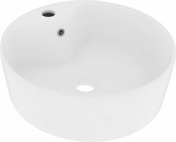 vidaXL - Wastafel - met - overloop - 36x13 - cm - keramiek - matwit