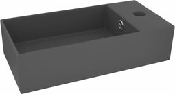 vidaXL - Wastafel - met - overloop - keramiek - donkergrijs