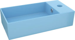 vidaXL - Wastafel - met - overloop - keramiek - lichtblauw