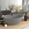 vidaXL - Wastafel - met - overloop - ovaal - 58,5x39 - cm - keramiek - mat - lichtgrijs