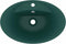 vidaXL - Wastafel - met - overloop - ovaal - 58,5x39 - cm - keramiek - mat - donkergroen