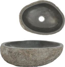 vidaXL - Wastafel - ovaal - (29-38)x(24-31) - cm - riviersteen