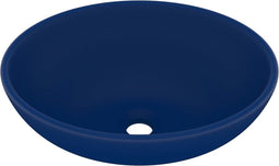 vidaXL - Wastafel - ovaal - 40x33 - cm - keramiek - mat - donkerblauw