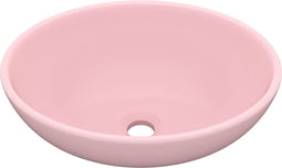 vidaXL - Wastafel - ovaal - 40x33 - cm - keramiek - matroze