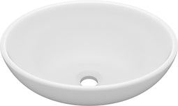 vidaXL - Wastafel - ovaal - 40x33 - cm - keramiek - matwit