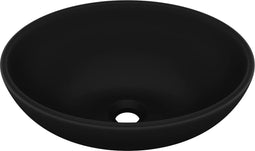 vidaXL - Wastafel - ovaal - 40x33 - cm - keramiek - matzwart
