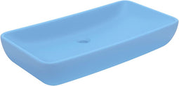 vidaXL - Wastafel - rechthoekig - 71x38 - cm - keramiek - mat - lichtblauw