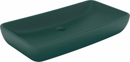 vidaXL - Wastafel - rechthoekig - 71x38 - cm - keramiek - mat - donkergroen