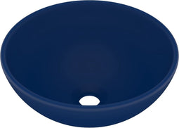 vidaXL - Wastafel - rond - 32,5x14 - cm - keramiek - mat - donkerblauw