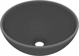 vidaXL - Wastafel - rond - 32,5x14 - cm - keramiek - mat - donkergrijs