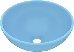 vidaXL - Wastafel - rond - 32,5x14 - cm - keramiek - mat - lichtblauw