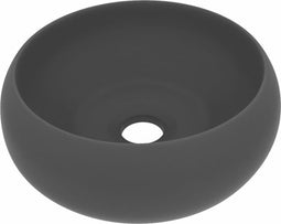 vidaXL - Wastafel - rond - 40x15 - cm - keramiek - mat - donkergrijs