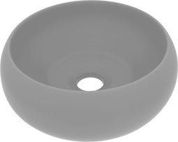 vidaXL - Wastafel - rond - 40x15 - cm - keramiek - mat - lichtgrijs