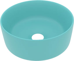 vidaXL - Wastafel - rond - 40x15 - cm - keramiek - mat - lichtgroen