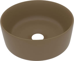vidaXL - Wastafel - rond - 40x15 - cm - keramiek - matcrème
