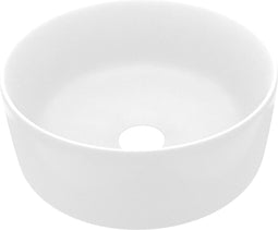 vidaXL - Wastafel - rond - 40x15 - cm - keramiek - matwit