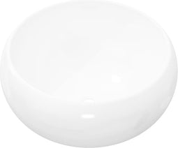vidaXL - Wastafel - rond - 40x15 - cm - keramiek - wit