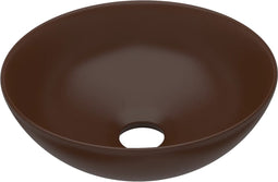 vidaXL - Wastafel - rond - keramiek - donkerbruin