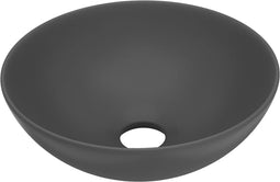 vidaXL - Wastafel - rond - keramiek - donkergrijs