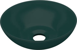 vidaXL - Wastafel - rond - keramiek - donkergroen