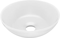vidaXL - Wastafel - rond - keramiek - matwit