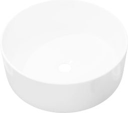 vidaXL - Wastafel - rond - wit - 40x15 - cm - keramiek