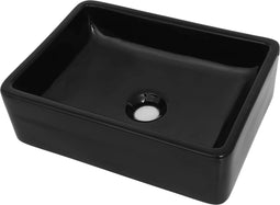 vidaXL - Wastafel - vierkant - 41x30x12 - cm - keramiek - zwart