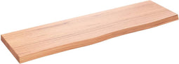 vidaXL - Wastafelblad - 100x30x(2-4) - cm - behandeld - massief - hout - lichtbruin